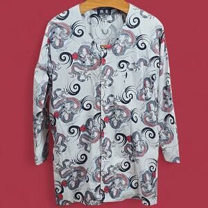 Phoenix 鳳皇 | Japanese Dragon Print Button-Up Shirt Workwear Streetwear | XL